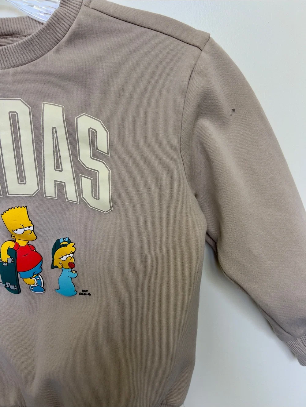 adidas Taupe Crewneck Sweatshirt with Simpsons Characters